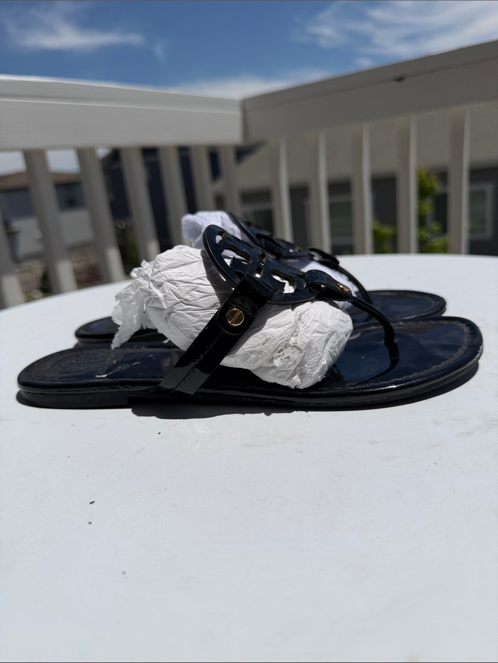 Tory Burch Miller Thong Sandals In Black-Sz 8 - Picture 2 of 16